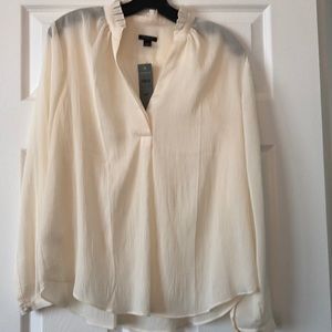 NWT Ann Taylor semi sheer ivory long sleeve top